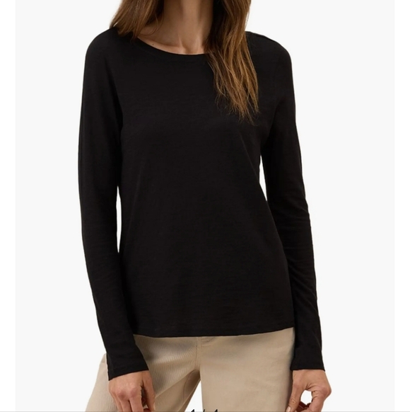 Pact Organic Cotton Featherweight Slub Long Sleeve Tee Black Size S - Picture 2 of 10